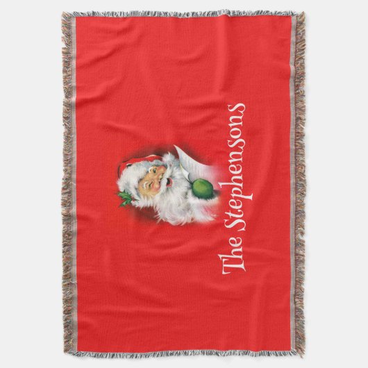 Personalisierter Familienname Winking Weihnachten Decke (Vorderseite Vertikal)