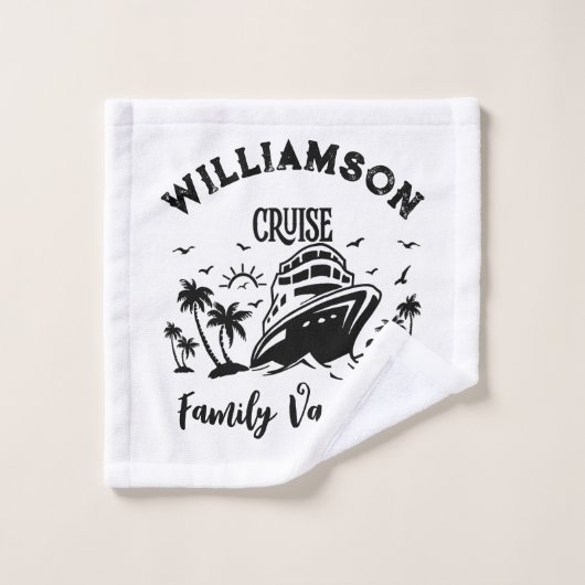 Personalisierter Familienurlaub Badhandtuch Set (Waschlappen)