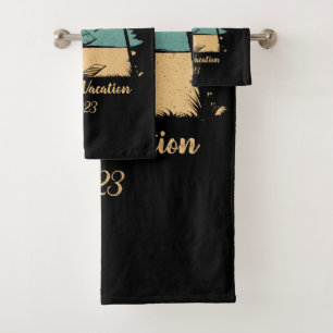 Personalisierter Familienurlaub Badhandtuch Set
