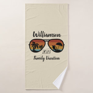 Personalisierter Familienurlaub Badhandtuch Set