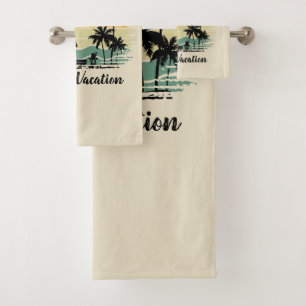 Personalisierter Familienurlaub Badhandtuch Set