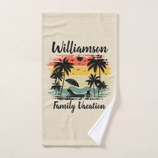 Personalisierter Familienurlaub Badhandtuch Set (Handtuch)
