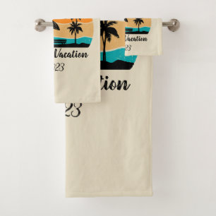 Personalisierter Familienurlaub Badhandtuch Set