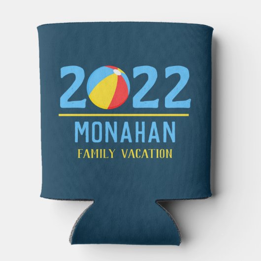 Personalisierter Familienurlaub Beach Ball Dosenkühler (Rückseite)