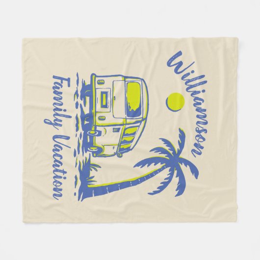 Personalisierter Familienurlaub Fleecedecke (Vorderseite (Horizontal))