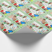 Personalisierter Familienurlaub Foto Candy Cane Geschenkpapier (Ecke)