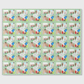 Personalisierter Familienurlaub Foto Candy Cane Geschenkpapier (Flach)