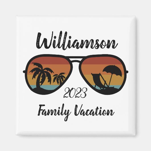Personalisierter Familienurlaub Magnet (Vorne)