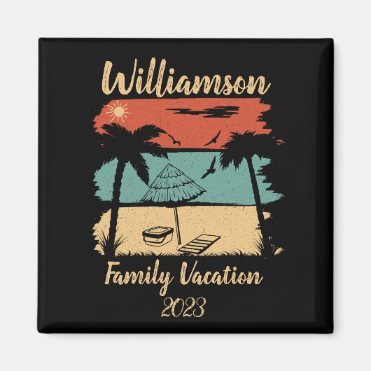 Personalisierter Familienurlaub Magnet (Vorne)