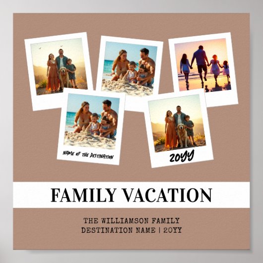 Personalisierter Familienurlaub Moderner Snapshot- Poster (Vorne)