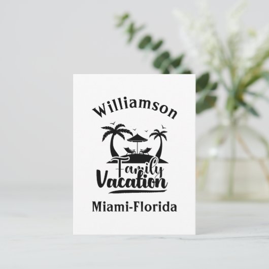 Personalisierter Familienurlaub Postkarte (Stehend Vorderseite)