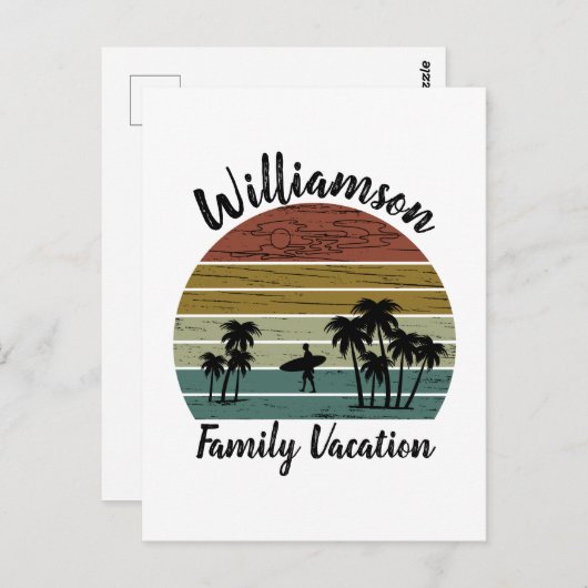 Personalisierter Familienurlaub Postkarte (Vorne/Hinten)
