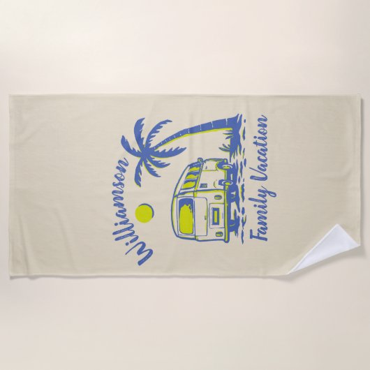 Personalisierter Familienurlaub Strandtuch (Vorderseite)