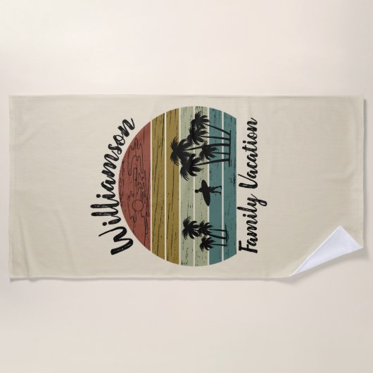 Personalisierter Familienurlaub Strandtuch (Vorderseite)