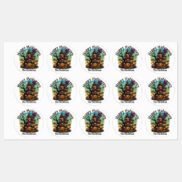 Personalisierter Familienzweig - Spuk Haus Etiketten