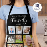 Personalisierter FAMILY KOCH 18 Fotocollage Schwar Schürze<br><div class="desc">Erstellen Sie eine benutzerdefinierte Foto Collage Schürze mit 18 Fotos und personalisiert mit einem Namen und FAMILY KOCH. ÄNDERUNGEN: Ändern Sie die schwarze Hintergrundfarbe und/oder ändern Sie den Stil, die Größe, die Farbe oder die Position des Schriftartes, indem Sie auf BEARBEITEN klicken. FOTO TIPP: Wählen Sie Fotos mit dem Thema...</div>