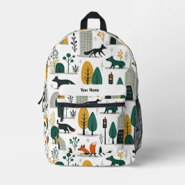 Personalisierter Fantasie-Fuchs & Stadtlandschaft  Bedruckter Rucksack