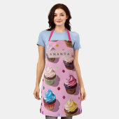 Personalisierter Fantasie-Regenbogen-Cupcake-Konfe Schürze (Getragen)