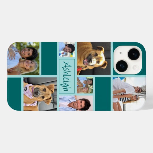 Personalisierter Farbblock 7 FotoCollage Case-Mate iPhone Hülle (Rückseite (Horizontal))