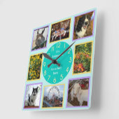 Personalisierter Farbblock für Foto 8 Bild Quadratische Wanduhr (Winkel)