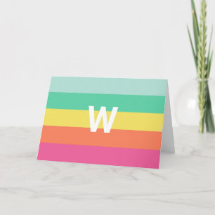 Personalisierter Farbblock für Monogramm-Regenboge Karte