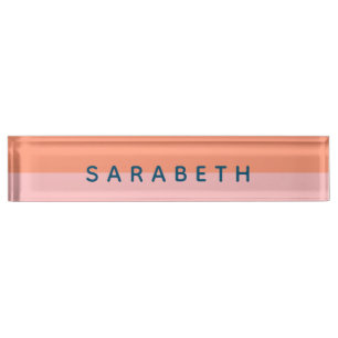 Personalisierter Farbblock Rosa und Korallen Namensplakette
