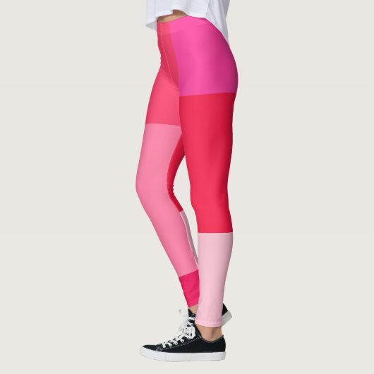 Personalisierter Farbblock Rosa und Rot, hergestel Leggings (Links)