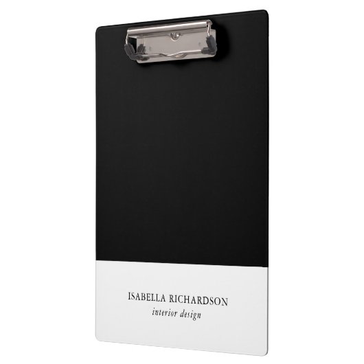 Personalisierter Farbblock Schwarz und Weiß Klemmbrett (Links)