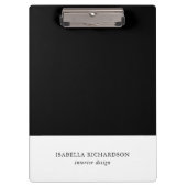 Personalisierter Farbblock Schwarz und Weiß Klemmbrett (Vorderseite)