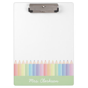 Personalisierter farbenfroher Bleistift Regenbogen Klemmbrett