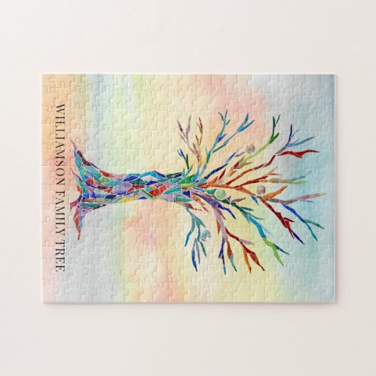 Personalisierter, farbenfroher Familienbaum Jigsaw Puzzle (Horizontal)