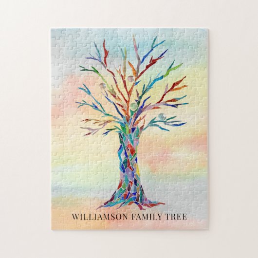 Personalisierter, farbenfroher Familienbaum Jigsaw Puzzle (Vertikal)