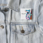 Personalisierter farbenfroher Pop Art Koala Button (Beispiel)