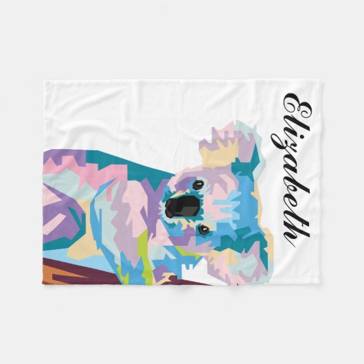 Personalisierter farbenfroher Pop Art Koala Fleecedecke (Vorderseite (Horizontal))
