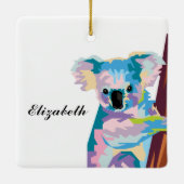 Personalisierter farbenfroher Pop Art Koala Keramikornament (Rückseite)