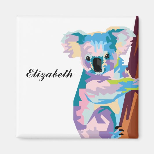 Personalisierter farbenfroher Pop Art Koala Magnet (Vorne)
