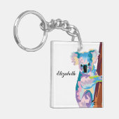 Personalisierter farbenfroher Pop Art Koala Schlüsselanhänger (Vorderseite links)