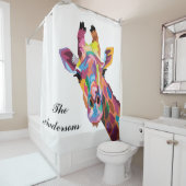 Personalisierter farbenfroher Pop Giraffe Duschvorhang (Beispiel)