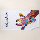 Personalisierter farbenfroher Pop Giraffe Strandtuch (Vorderseite)