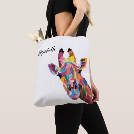 Personalisierter farbenfroher Pop Giraffe Tasche (Von Nahem)