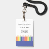 Personalisierter farbenfroher Schüler-Hall-Pass Ausweis (Rückseite mit Lanyard)
