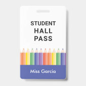 Personalisierter farbenfroher Schüler-Hall-Pass Ausweis (Vorderseite)