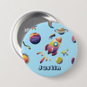 Personalisierter farbenfroher Weltraum-Planeten-Ru Button (Vorne & Hinten)