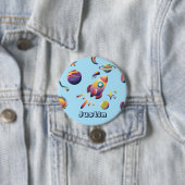 Personalisierter farbenfroher Weltraum-Planeten-Ru Button (Beispiel)