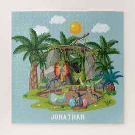 Personalisierter, farbiger Cartoon Jurassischer Hi Puzzle