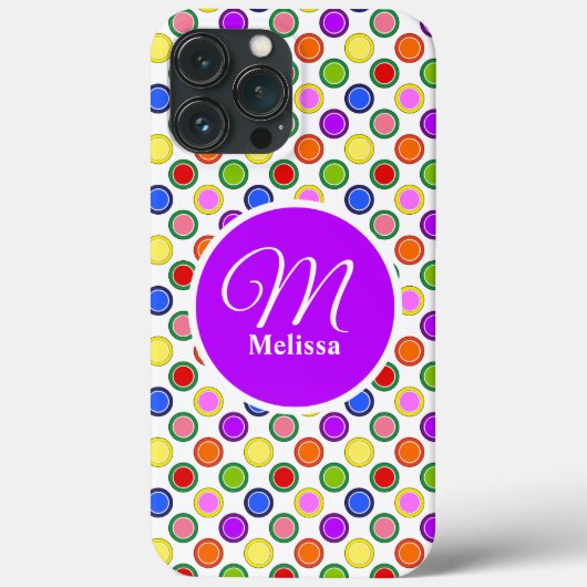 Personalisierter, farbiger Regenbogen Polka Dots H Case-Mate iPhone Hülle (Rückseite)