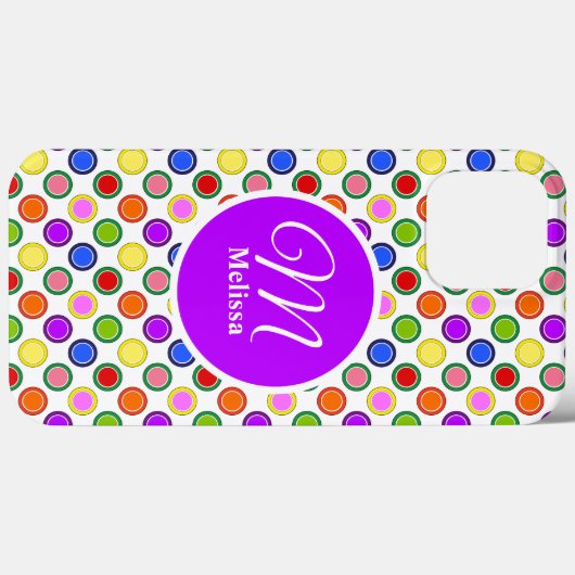 Personalisierter, farbiger Regenbogen Polka Dots H Case-Mate iPhone Hülle (Rückseite (Horizontal))