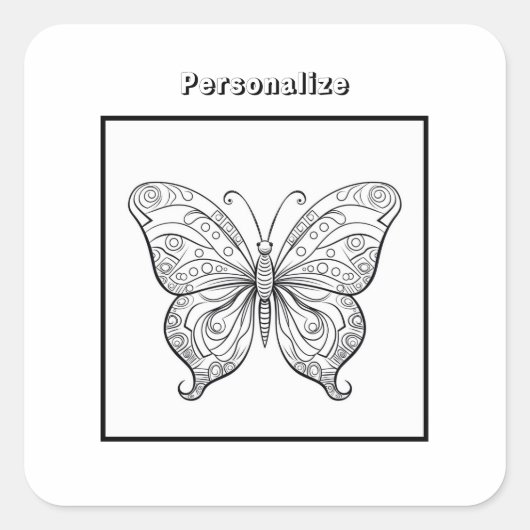 Personalisierter Farbschmetterling Quadratischer Aufkleber (Vorderseite)