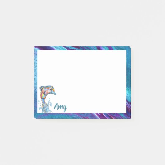 Personalisierter Farbstift Dolphin Jumping Post-it Klebezettel (Vorderseite)