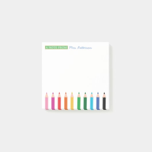 Personalisierter Farbstift für Lehrer Nachhinweise Post-it Klebezettel (Vorderseite)